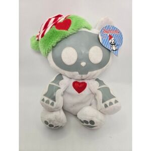 Skelanimals Chungkee plush Christmas Holiday Hat White Red Heart‎